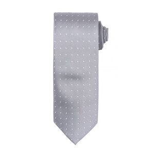 Premier Mens Micro Dot Pattern Formal Work Tie / Silver/ White